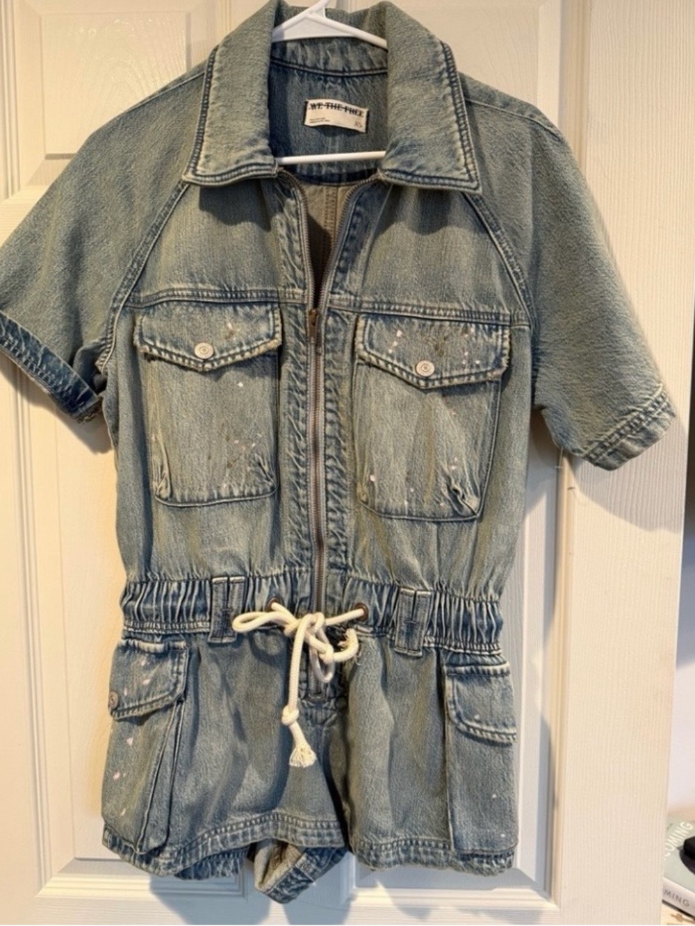 We The Free Light Denim Short Utility Romper - Picture 4 of 8